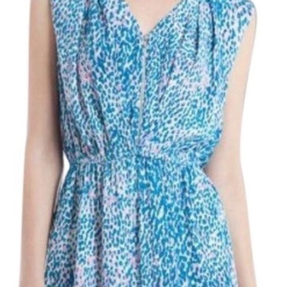 Sandro Dress Rebelle Silk Leopard Print Blue Pink - Picture 6 of 15
